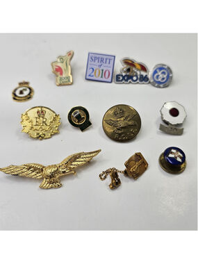 Vintage Military Etc Pin Lot RCAF Poppy Naval Eagle Canadian Lapel Pins Expo 86
